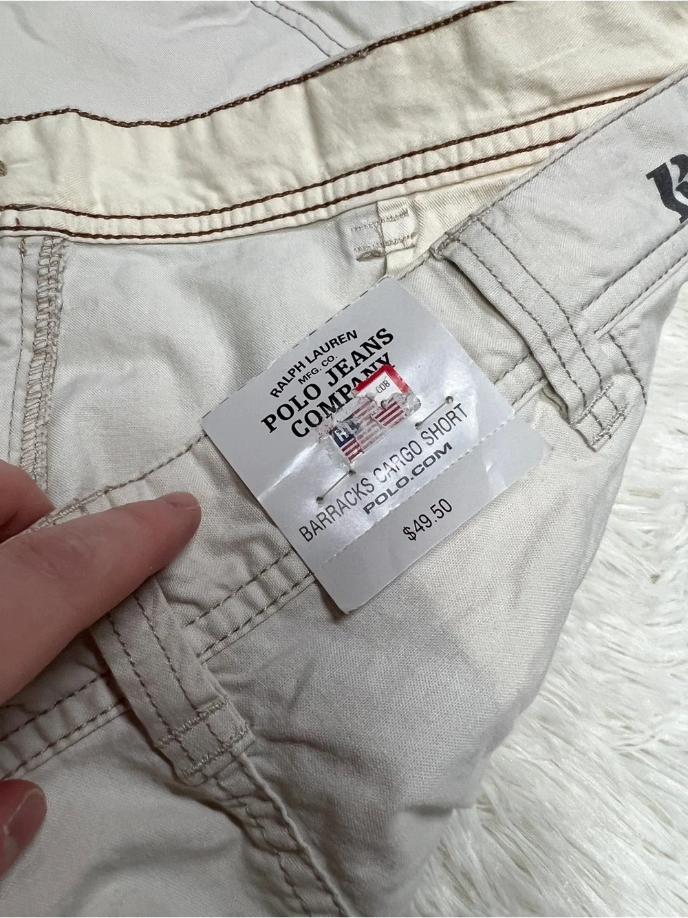 NWT Vintage Polo by Ralph Lauren Light Khaki Cargo Shorts NOS Snap Sewn Pockets